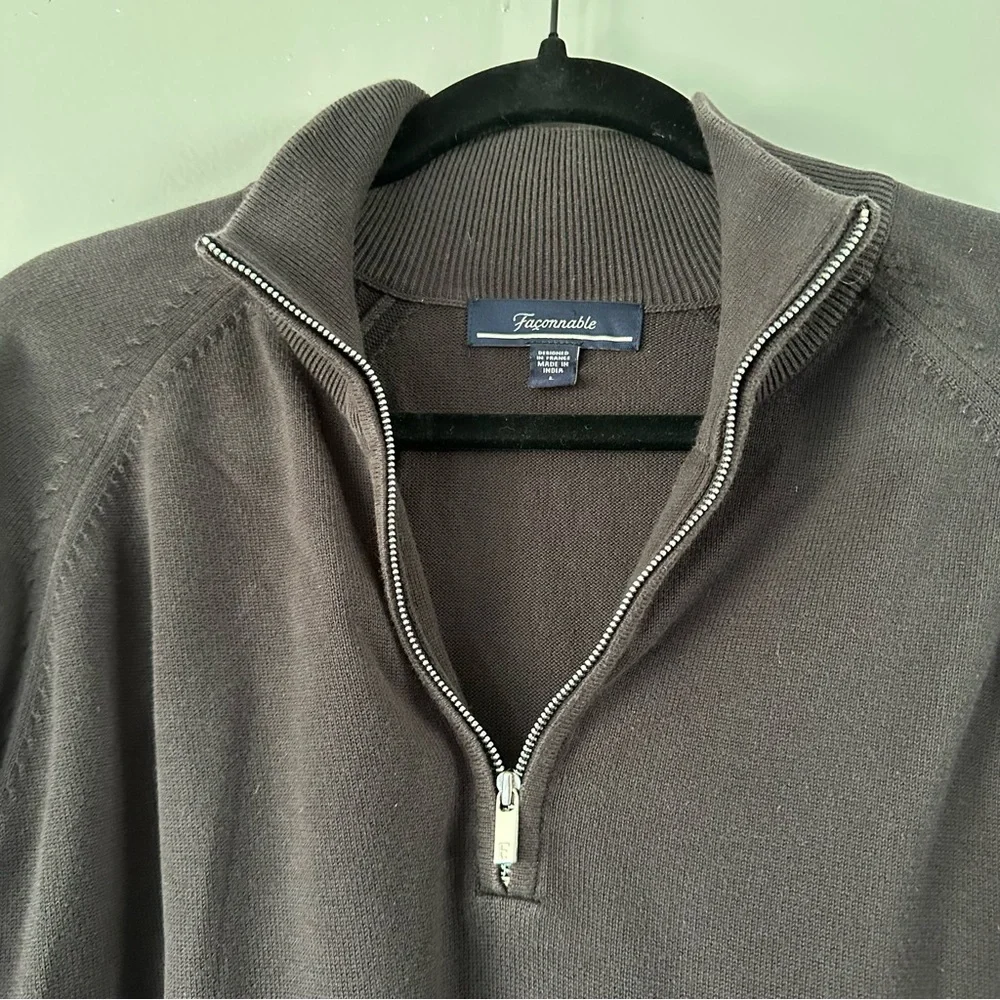 Faconnable 1/4 Zip Sweatshirt 100% Cotton |‎ Charcoal Grey